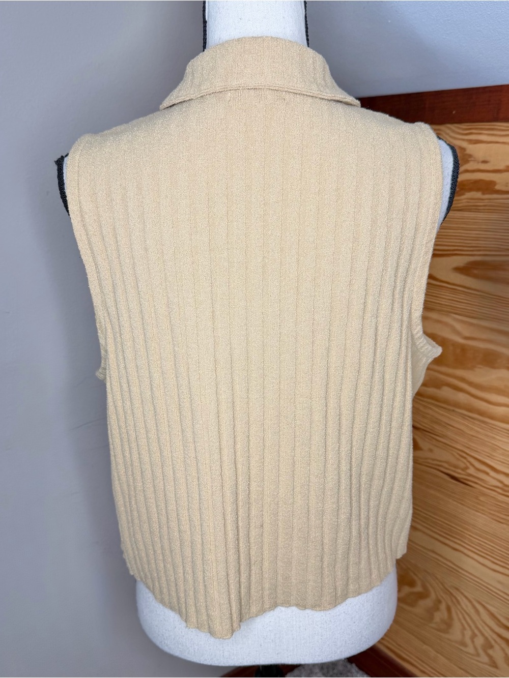 Madewell Mixed Button Up Ribbed Polo Tank Top Extra Large XL Gold Yellow - Picture 2 of 8